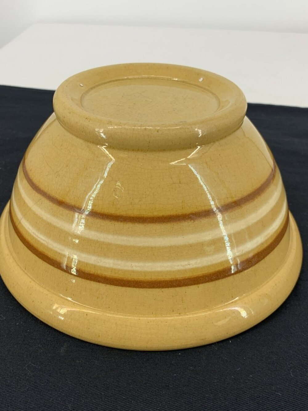 Yellow Ware 4 Stripe Banded Mixing Bowl 8" Antique - Picture 6 of 8